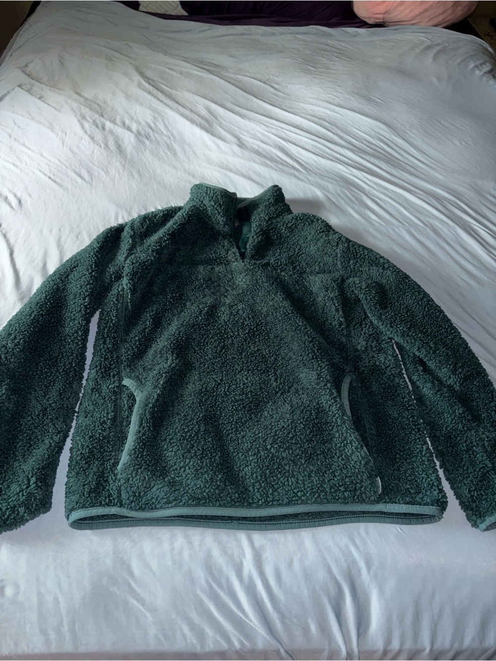 Woman’s Plush Quarter-Zip Sherpa Jacket - Green